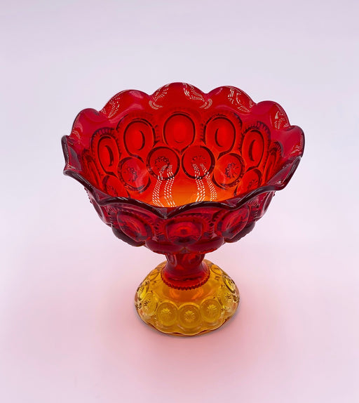 Vintage 'Moon & Stars' Footed Compote in 'Amberina' image 1