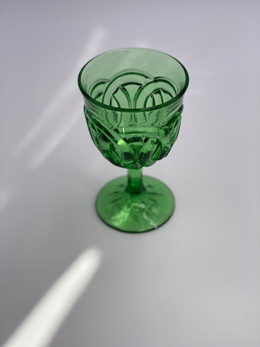 Vintage 'Double Wedding Ring' Green Goblet image 1