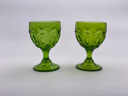 Vintage 'Moon & Stars' Green Wine Glass image 0