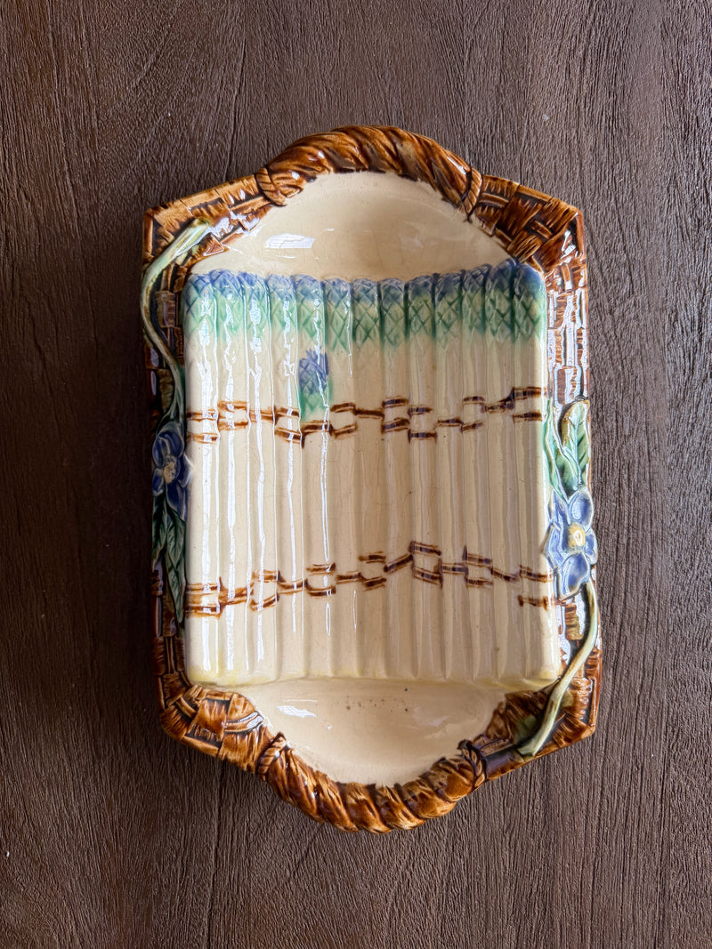 Vintage French Majolica 'Asparagus' Platter
