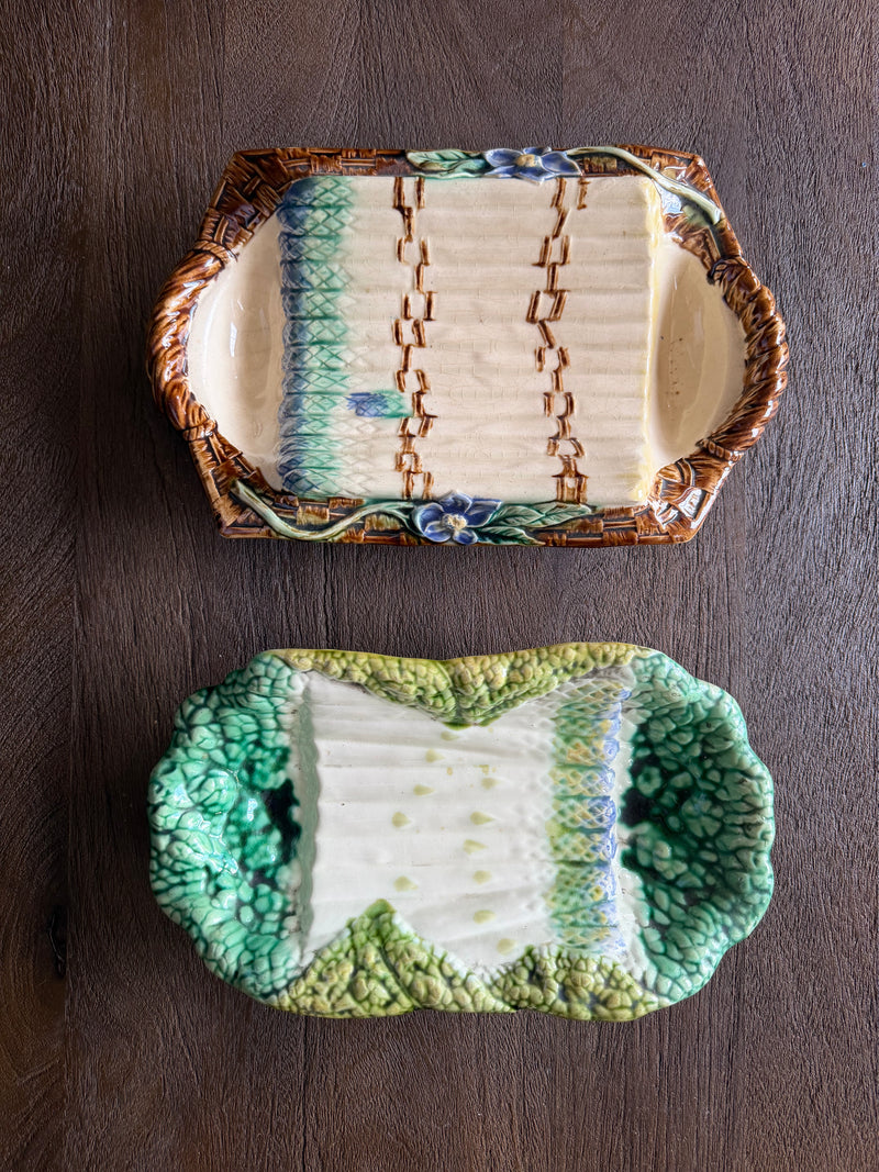 Vintage French Majolica 'Asparagus' Platter