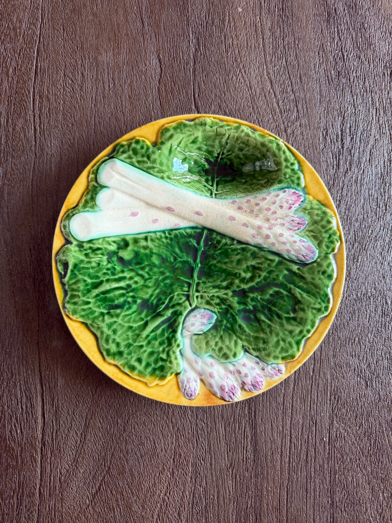 Vintage French Majolica Asparagus Serving Plate