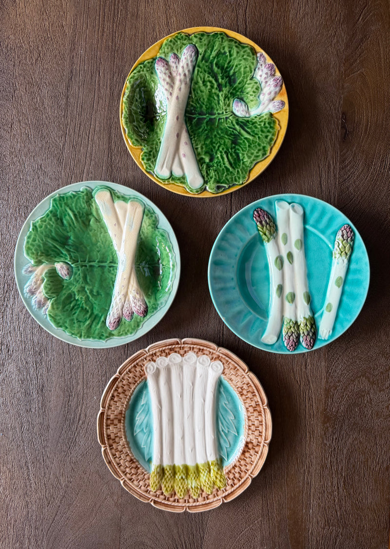 Vintage French Majolica Asparagus Serving Plate