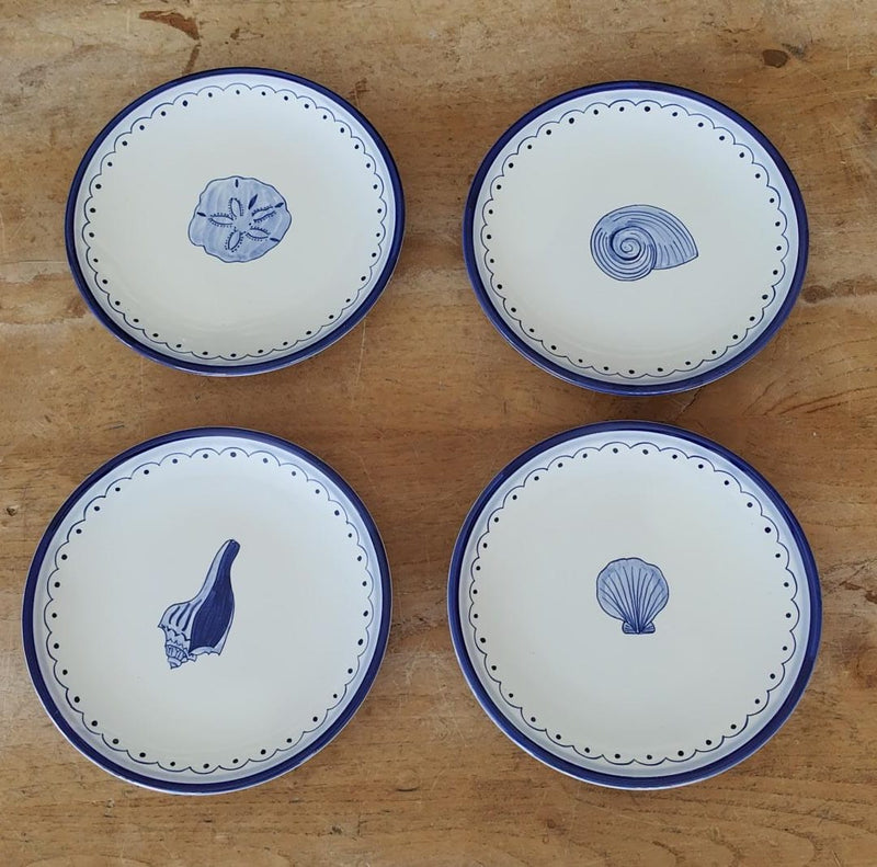 Box Set of (4) ‘Blue' Sea Shell Plates