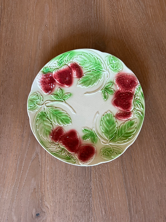 Vintage French Majolica 'Strawberry' Plate