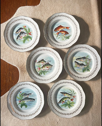 Vintage Porcelain 'Fish' Plates (Set of 6)