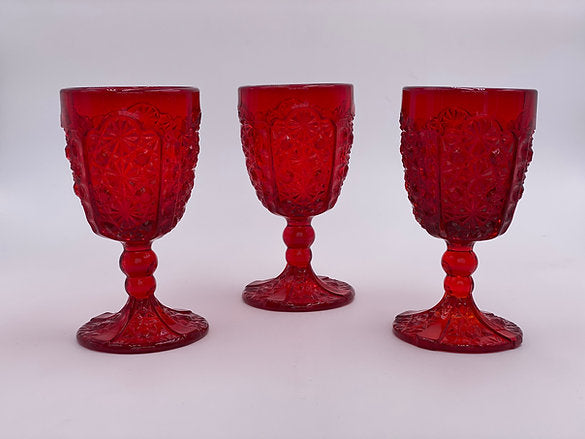 Vintage 'Daisy & Button' Goblet in 'Ruby Red'