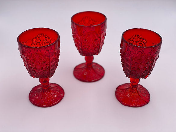 Vintage 'Daisy & Button' Goblet in 'Ruby Red'