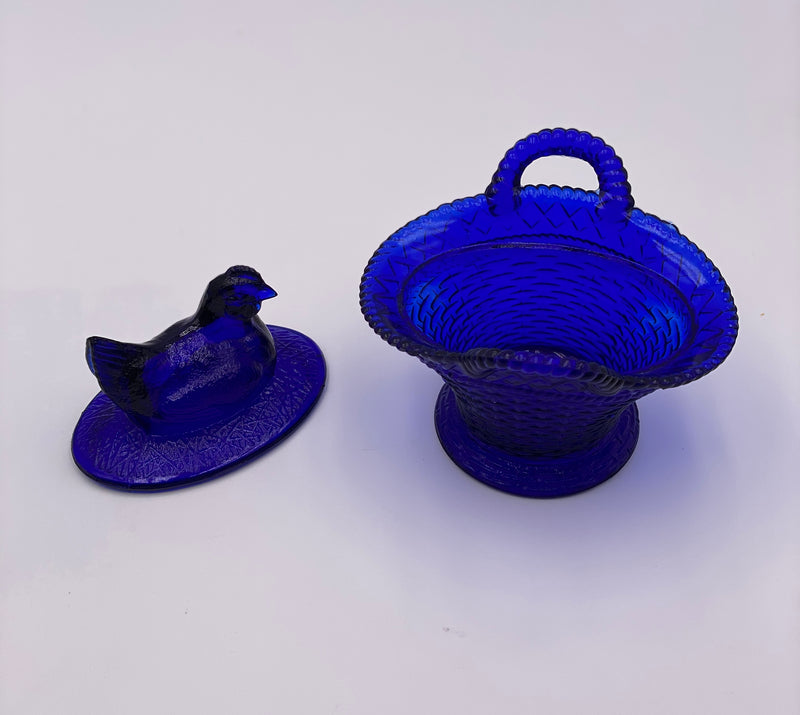 Vintage 'Chicken on a Basket' in Cobalt image 2