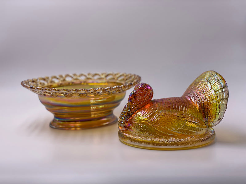 Mosser Glass 'Turkey on Basket' in 'Marigold' image 1