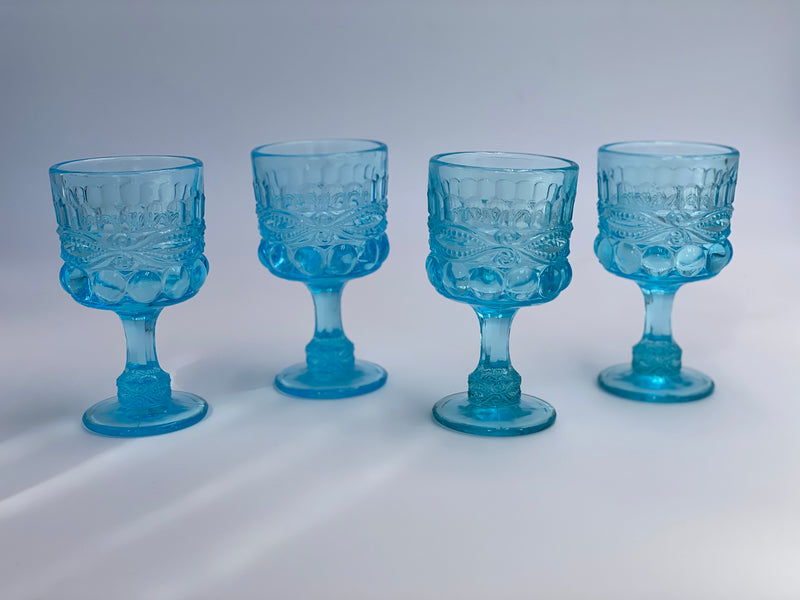 Vintage 'Eye Winker' Light Blue Wine Glass image 0