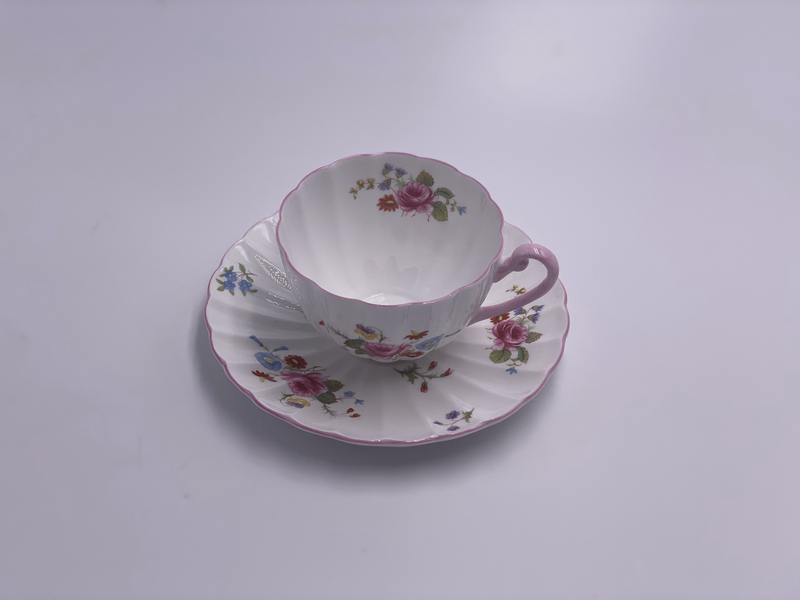 Vintage 'Rose & Red Daisy' Teacup & Saucer image 2