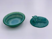 Vintage 'Lamb on a Basket' Candy Dish in 'Green' image 1