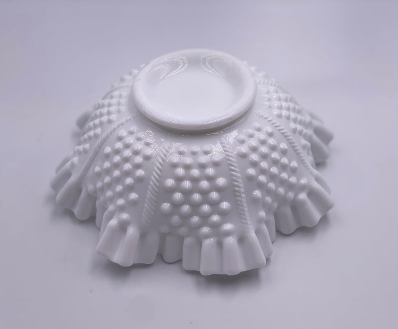 Vintage Fenton 'Hobnail' Ruffled Bowl in 'Milk White' image 2