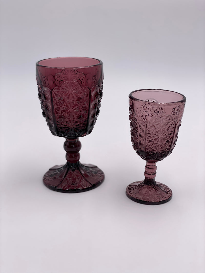 Vintage 'Daisy & Button Thumbprint Panel' Amethyst Goblet image 2