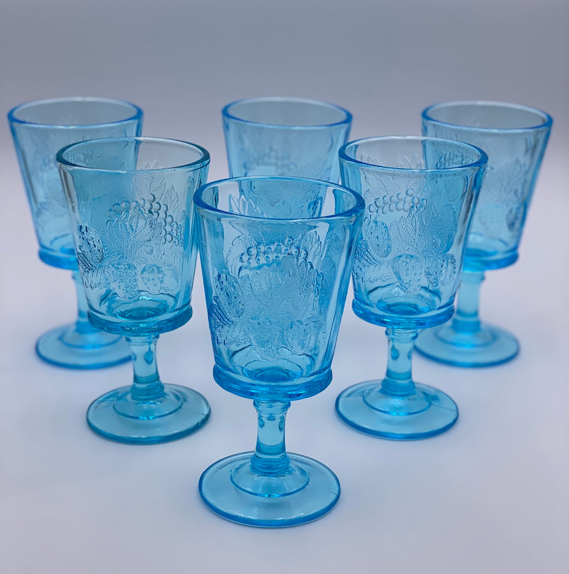 Vintage 'Strawberry & Currant' Light Blue Goblet image 0