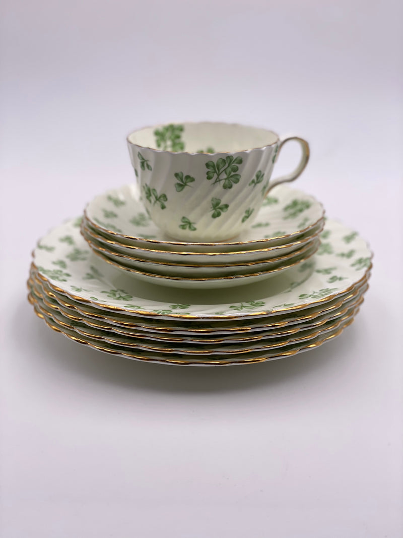 Vintage Aynsley 'Shamrock' Green Teacup & Saucer image 3