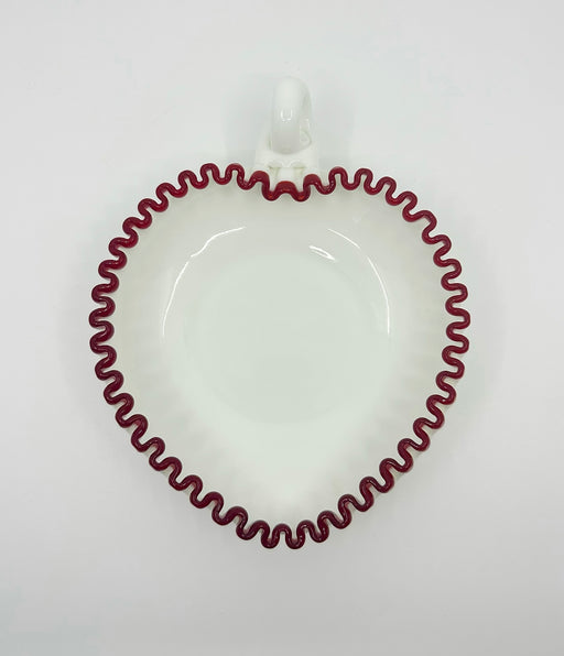 Vintage 'Ruby Red Crest' Heart Shaped Bowl in 'Milk White' image 0