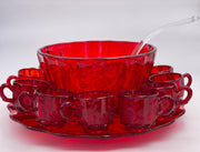 Vintage 'Panel Grape' Punch Bowl Set in 'Ruby Red' image 1