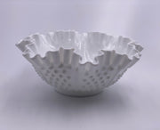 Vintage Fenton 'Hobnail' Ruffled Bowl in 'Milk White' image 1