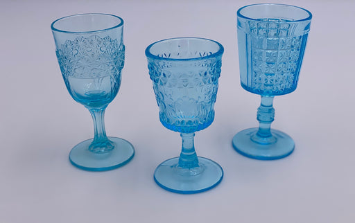 Vintage 'Fostoria' Light Blue Cordial Glass Trio image 1