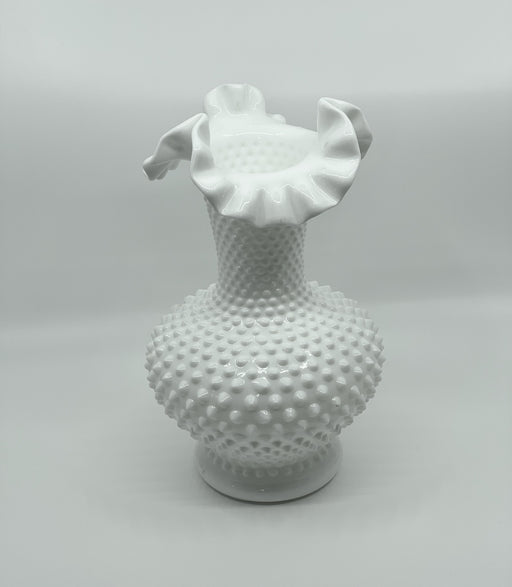 Vintage Hobnail 'Double Crimped' Vase in 'Milk White' image 0