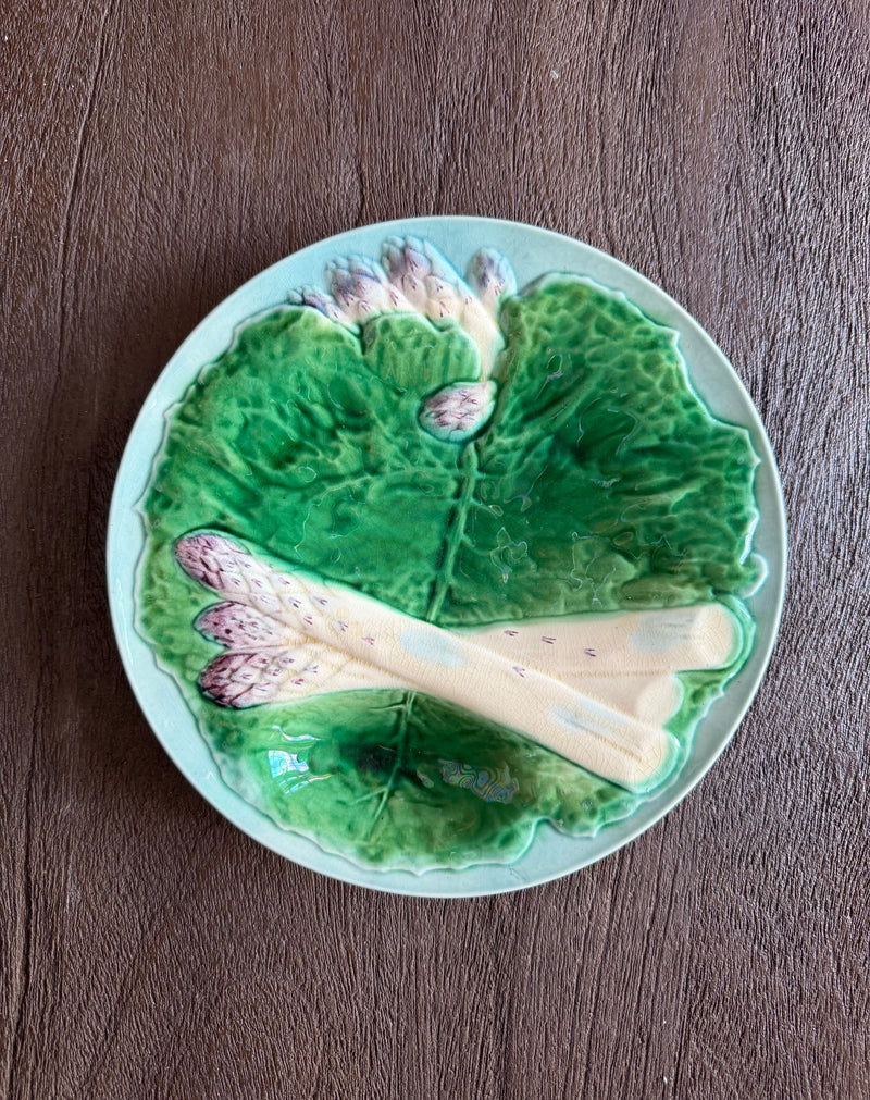 Vintage French Majolica Asparagus Serving Plate