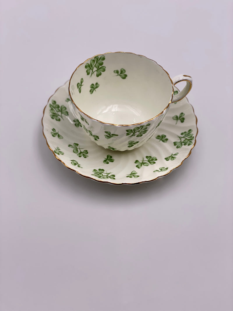 Vintage Aynsley 'Shamrock' Green Teacup & Saucer image 2
