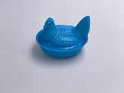 Vintage Westmoreland 'Hen on a Nest' in Opaque Blue image 2