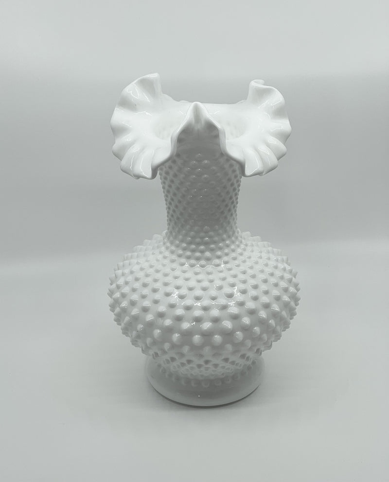 Vintage Hobnail 'Double Crimped' Vase in 'Milk White' image 2
