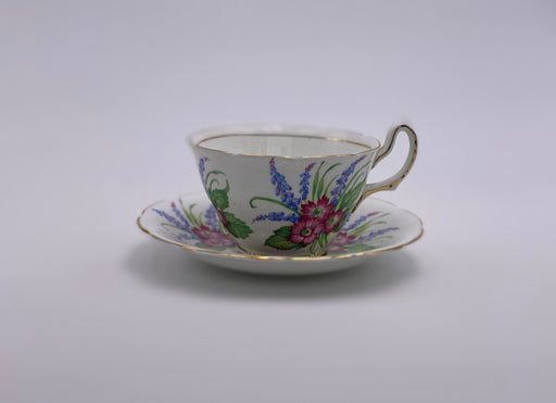 Vintage Royal Stuart 'Floral & Bluebells' Teacup & Saucer image 0