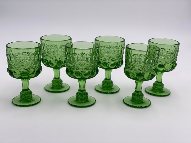 Vintage 'Eye Winker' Green Wine Glass image 0