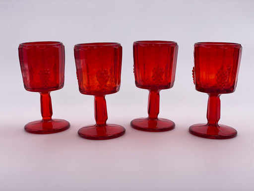 Vintage 'Panel Grape' Ruby Red Cordial Glass image 0