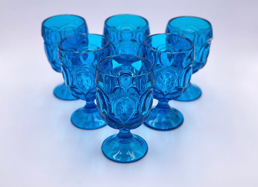 Vintage 'Moon & Stars' Aqua Blue Goblet image 0