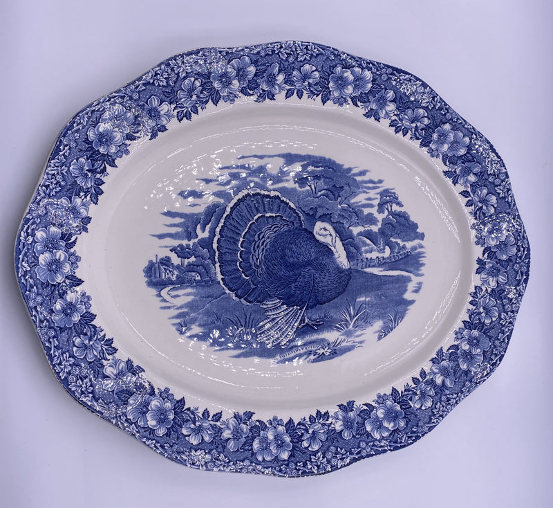 Vintage 'Wedgwood' Blue and White Turkey Platter image 0