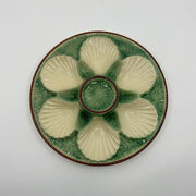 Vintage French Majolica Oyster Plate in 'Green & White' image 0