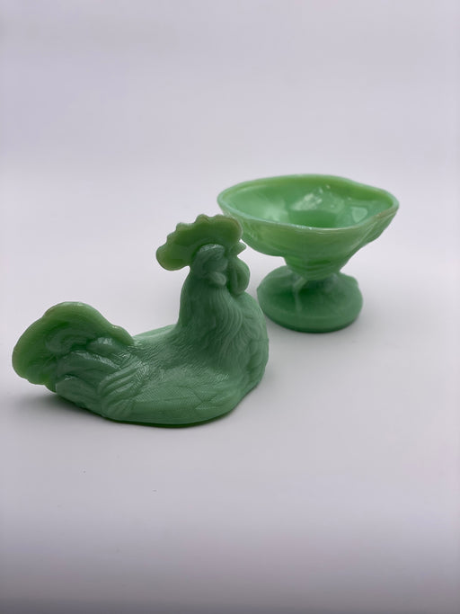 Vintage ‘Rooster’ Candy Dish in ‘Jadeite’ image 1