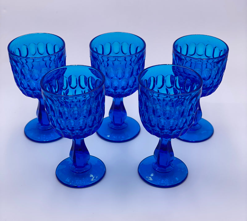 Vintage 'Thumbprint' Colonial Blue Goblet image 0