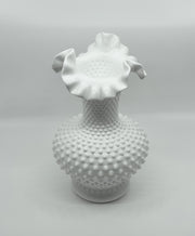 Vintage Hobnail 'Double Crimped' Vase in 'Milk White' image 3