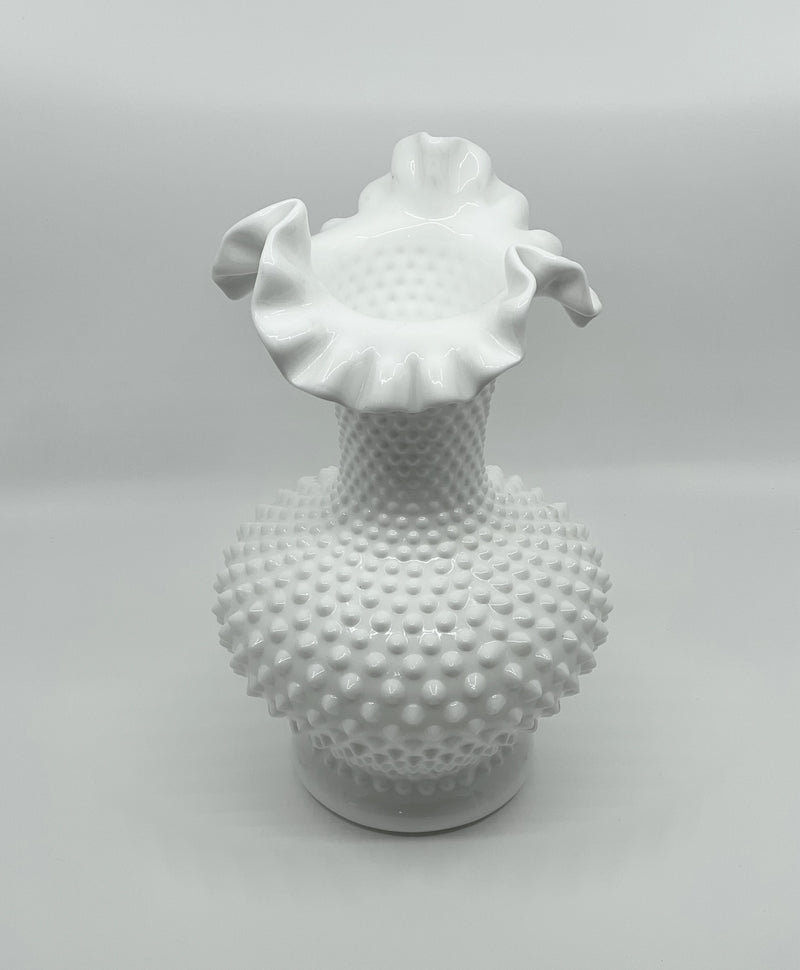 Vintage Hobnail 'Double Crimped' Vase in 'Milk White' image 3