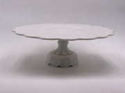 Vintage 'Paneled Grape' Scalloped Cake Stand in 'Milk Glass' image 0