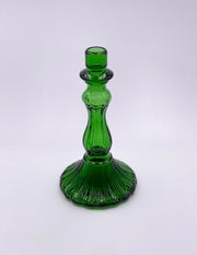 Vintage Glass Candlestick in 'Green' image 2