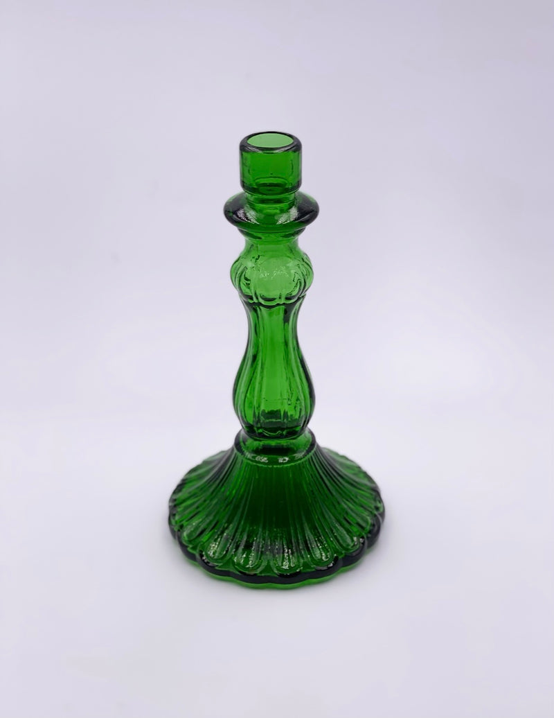 Vintage Glass Candlestick in 'Green' image 2