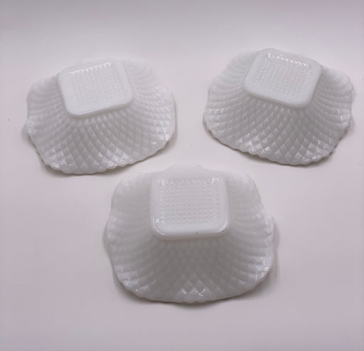 Vintage 'Diamond' Bowls in 'Opaque Milk Glass' image 1