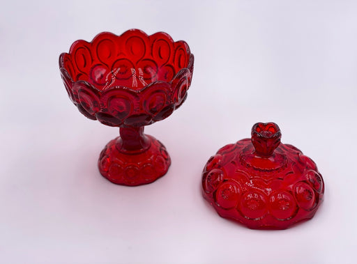 Vintage 'Moon & Stars' Covered Compote in 'Ruby Red' image 1