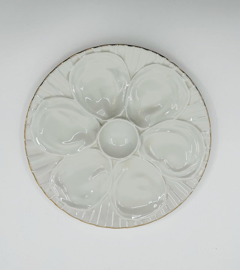 Vintage Oyster Plate in 'White with Gold Rim' image 0
