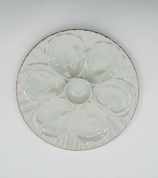 Vintage Oyster Plate in 'White with Gold Rim' image 0