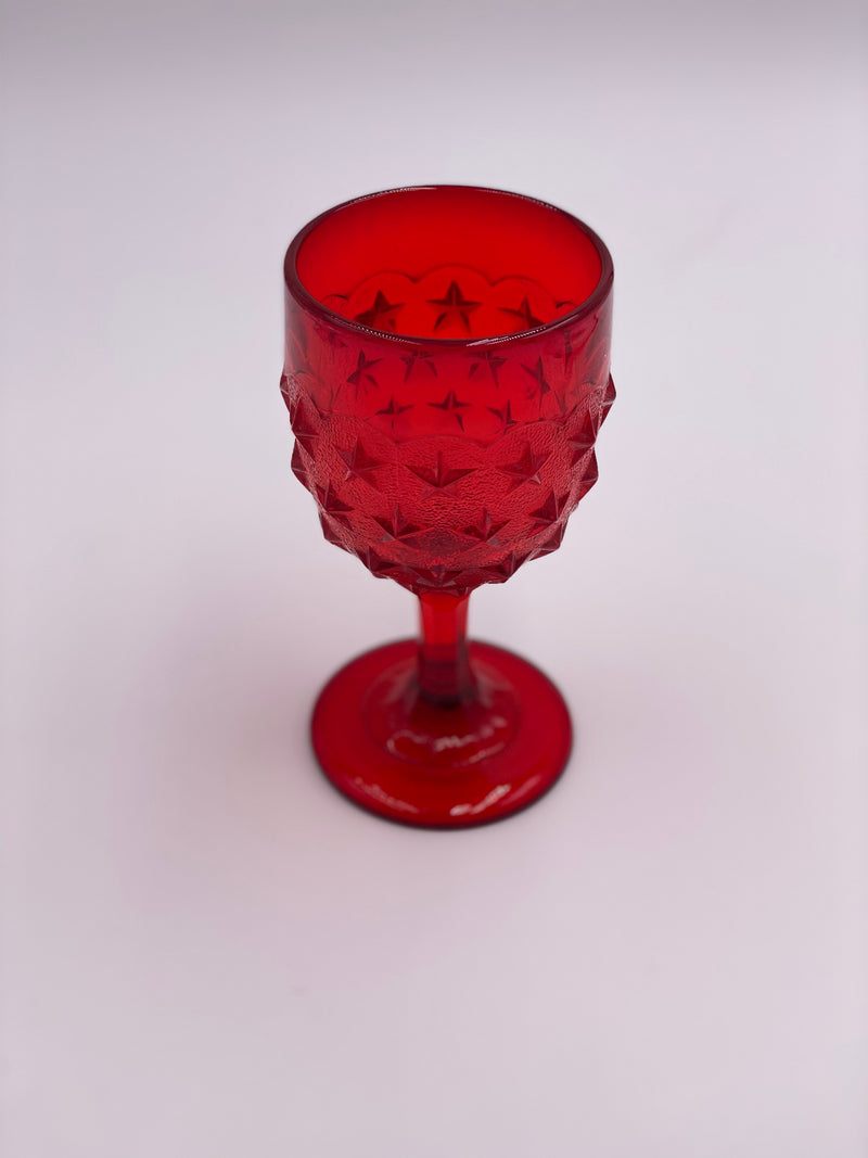 Vintage 'Stippled Star' Ruby Red Goblet image 2
