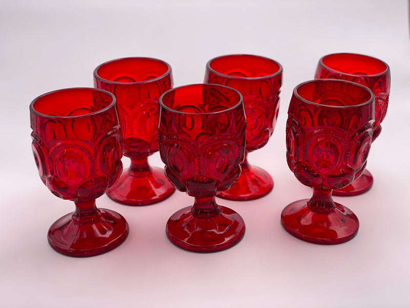 Vintage 'Moon & Stars' Ruby Red Goblet image 3