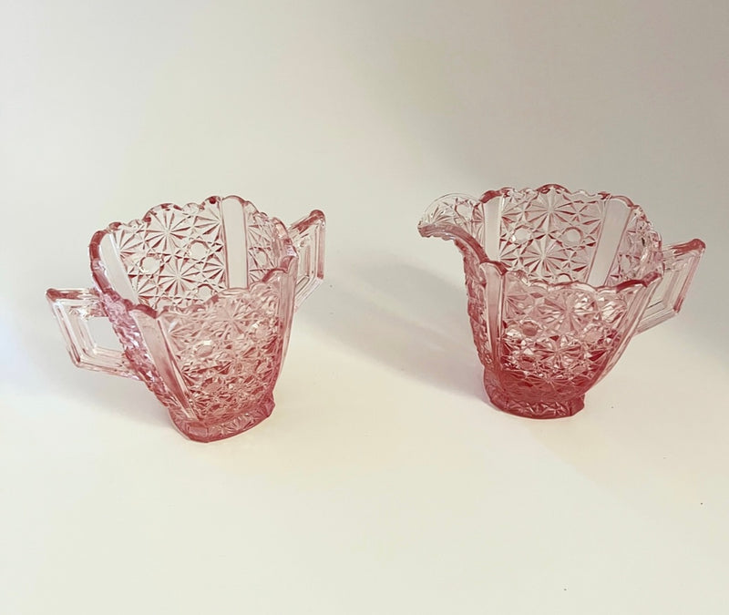 Vintage 'Daisy & Button' Cream & Sugar Set in 'Pink' image 0